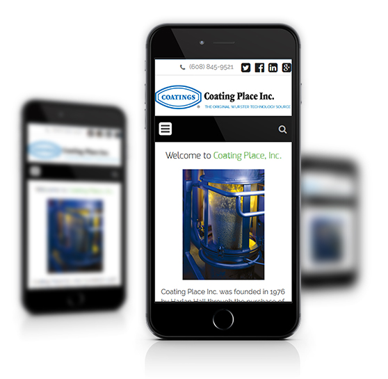 Mobile View of Coating Place's Home Page