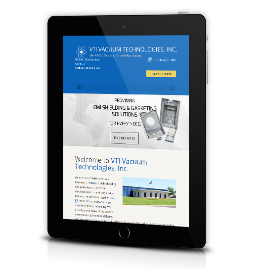 Tablet View of VTI Vacuum Technologies, Inc.'s Home Page