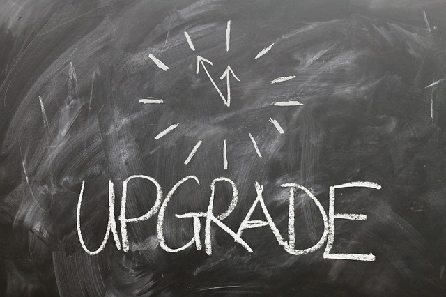 Upgrade written on chalkboard