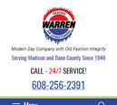 Mobile View of Warren Heating's Home Page in thumbnail