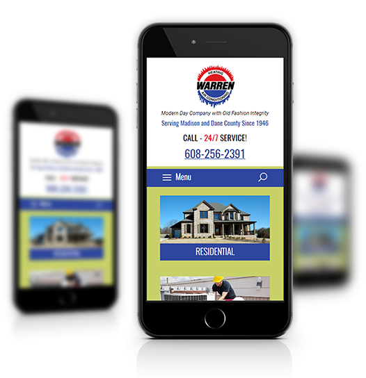 Mobile View of Warren Heating's Home Page