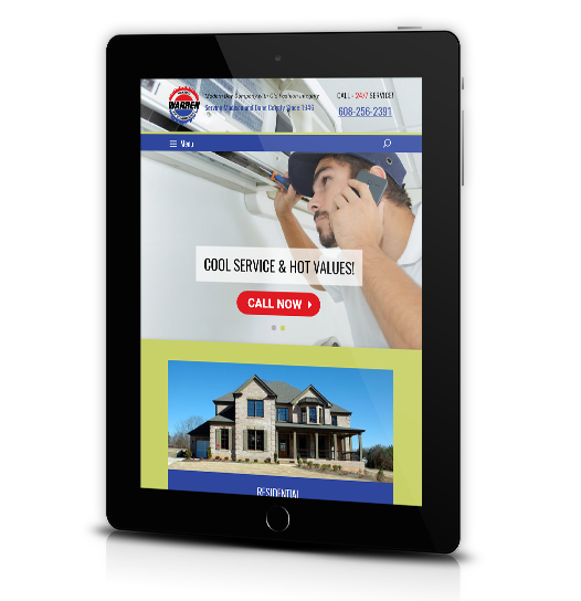 Tablet View of Warren Heating's Home Page