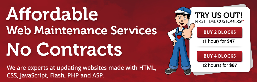 Affordable website mainenance with no conracts