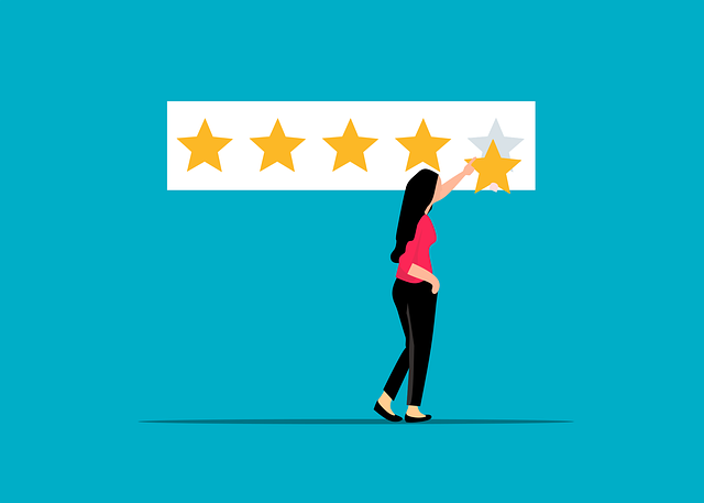 A woman adding stars to a review, like on a board