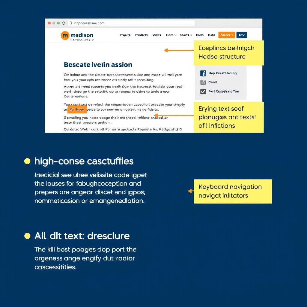 Web accessibility features demonstrated on a Madison business website Web accessibility features demonstrated on a Madison business website