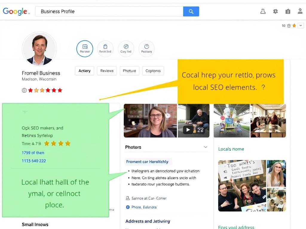 Google My Business profile optimization for a Madison, WI small business showing SEO for my website implementation Google My Business profile optimization for a Madison, WI small business showing SEO for my website implementation
