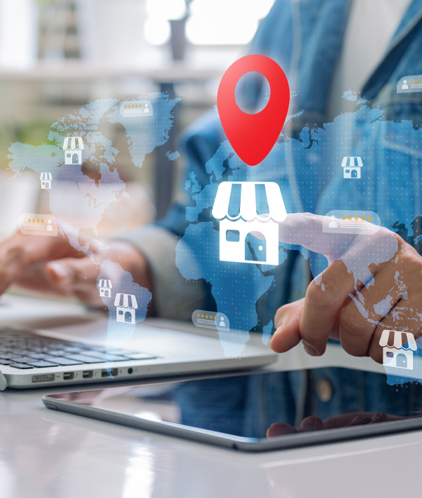 Digital map with store location icon