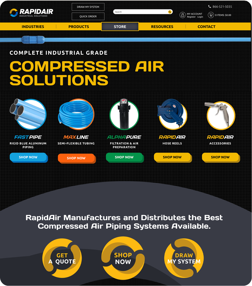 Industrial air solutions website layout