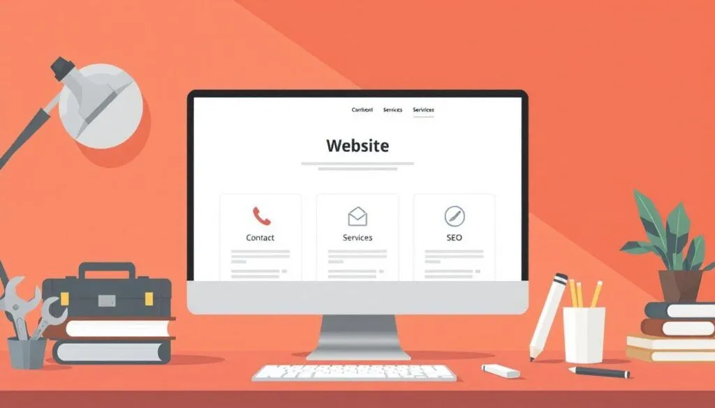Computer screen displaying website layout