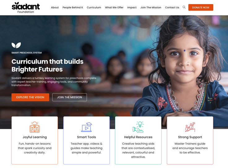 Educational website promoting preschool curriculum
