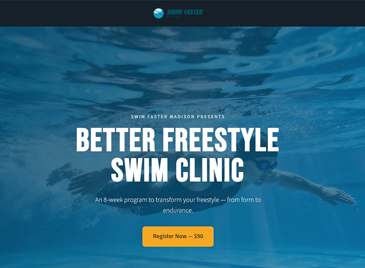 Swim Faster Madison Clinic Landing Page