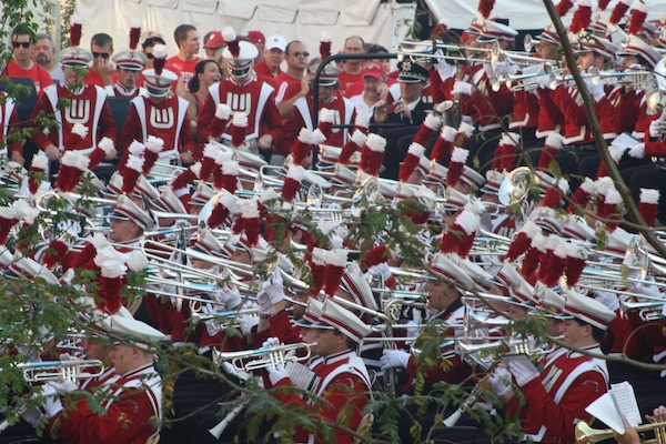 Marching band in red and white