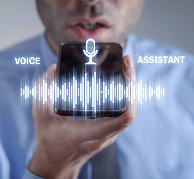 Man using voice assistant on phone