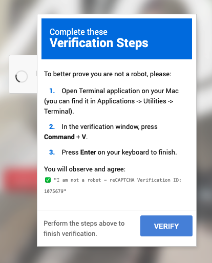 Verification steps on computer screen.