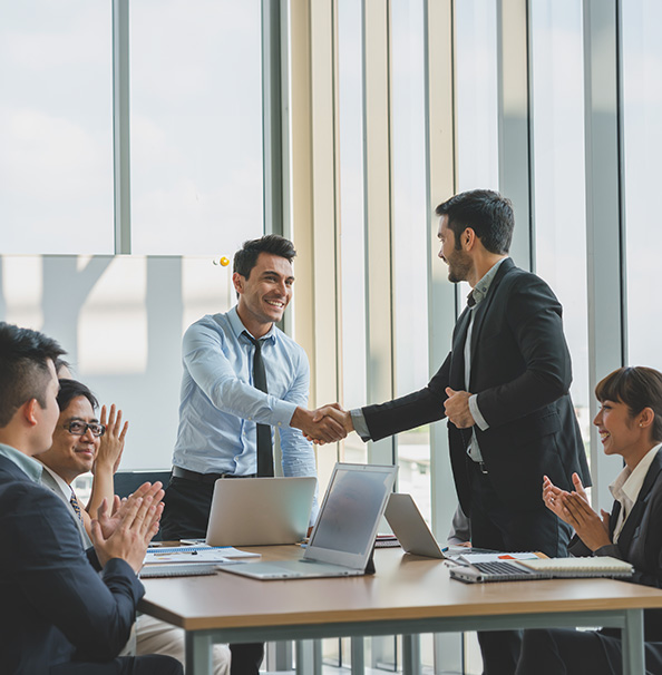 Business handshake indoors