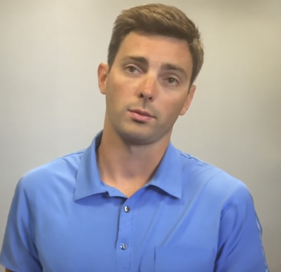 Man in blue shirt