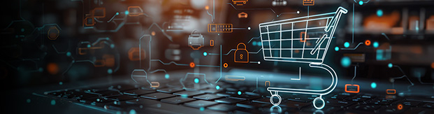 Digital shopping cart icon